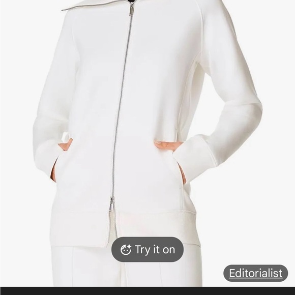 SPANX Cream Ribbed Zip-Up Jacket - Picture 1 of 7